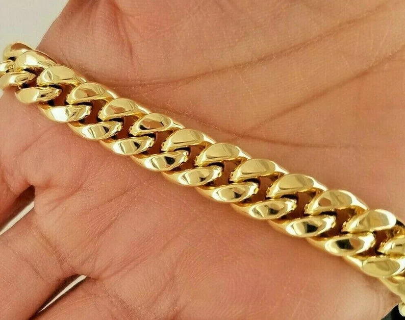 10MM Royal Miami Cuban Link Bracelet- Solid 14K Yellow Gold Unisex Bracelet