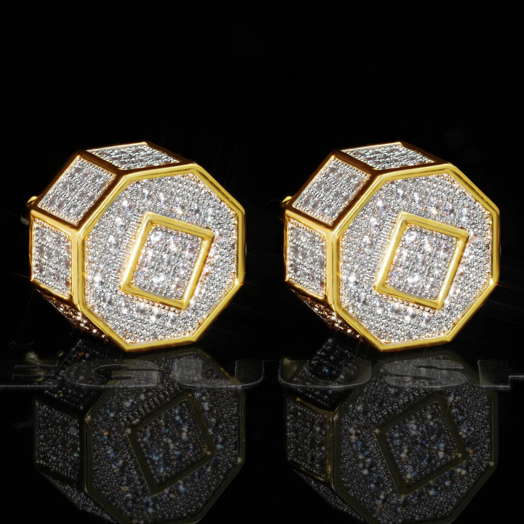 4Ct Round Cut Diamond Men's Hip Hop Stud Earrings 14K White Gold Finish