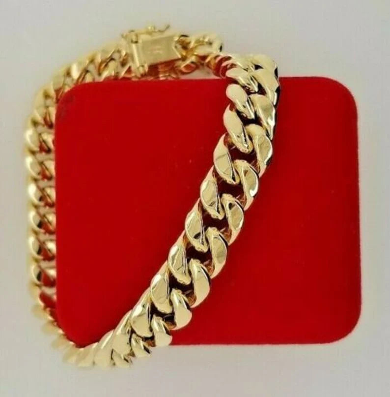 10MM Royal Miami Cuban Link Bracelet- Solid 14K Yellow Gold Unisex Bracelet