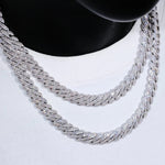 Load image into Gallery viewer, Men&#39;s Miami Cuban Link Chain Diamond Tennis Chain 14K White Gold Finish
