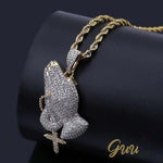 Load image into Gallery viewer, 3Ct Round Cut Diamond Praying Hand Unisex Pendant 14K Two Tone Gold Finish
