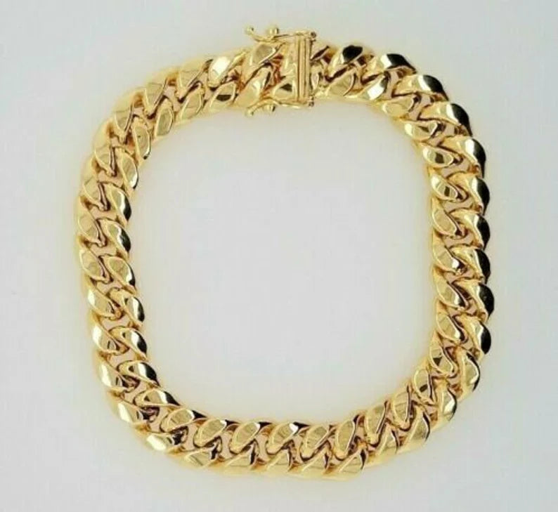 10MM Royal Miami Cuban Link Bracelet- Solid 14K Yellow Gold Unisex Bracelet