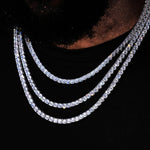 Load image into Gallery viewer, 30Ct Round Cut Men&#39;s Diamond Tennis Necklace 14K White Gold Finish
