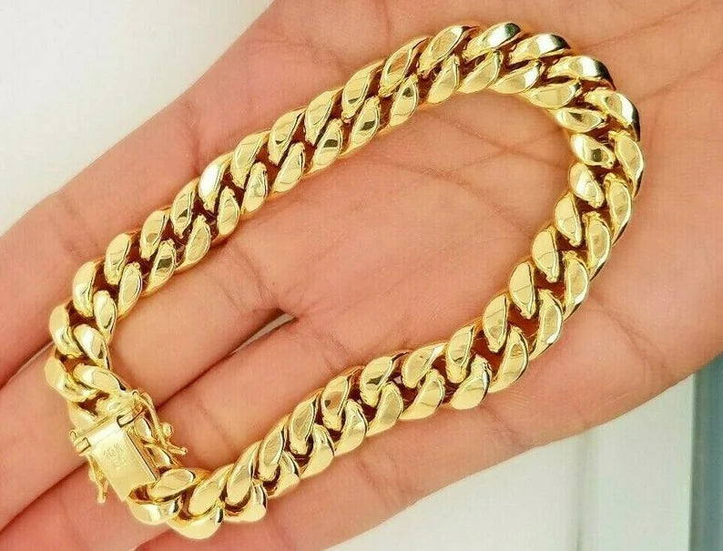 10MM Royal Miami Cuban Link Bracelet- Solid 14K Yellow Gold Unisex Bracelet