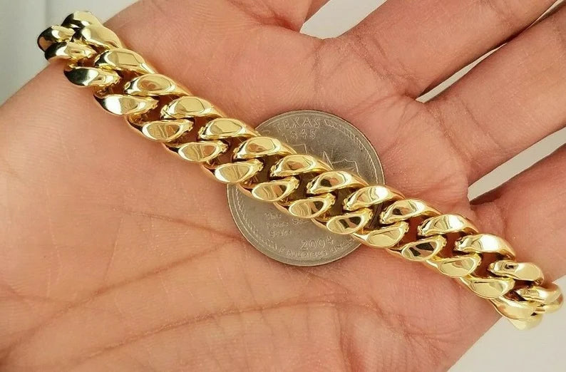 10MM Royal Miami Cuban Link Bracelet- Solid 14K Yellow Gold Unisex Bracelet